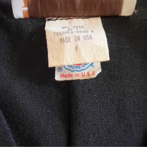 Vtg 80s Damon Petite Black Gold Button Dress - Union Made - Size 8 - Picture 10 of 11